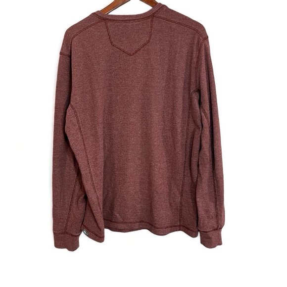 Eddie Bauer Men's Long Sleeve Shirt Size Large Maroon Henley Buttons - Picture 2 of 11